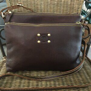 JoJo Crossbody Handbag Solid Brown Leather NWOT